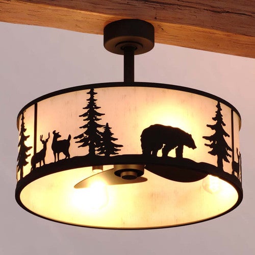 Wildlife Scene Silhouette Ceiling Fan Light
