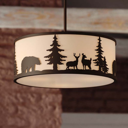 Wildlife Scene Silhouette Pendant Light