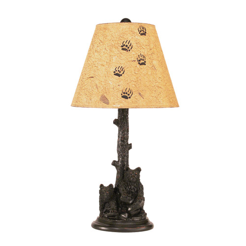 2 Bear Cubs in Tree Table Lamp