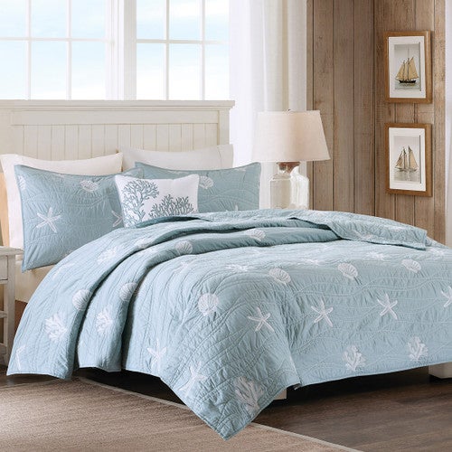 Coral Mist Coverlet Bed Set - Full/Queen - OVERSTOCK