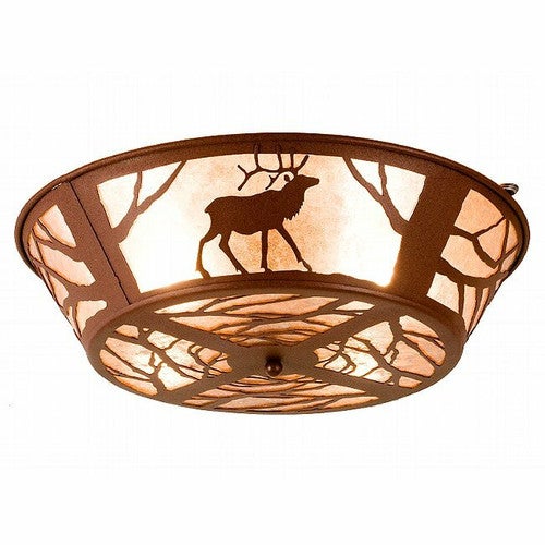 Elk at Sunset Flushmount Ceiling Fixture