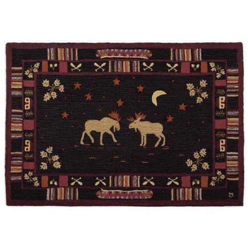 Moose Panels Hooked Wool Rug Collection