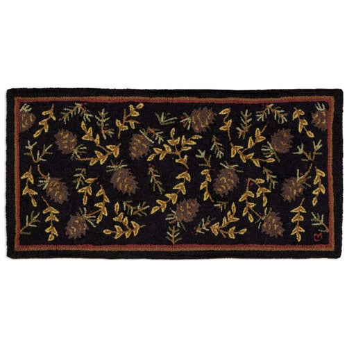 Elegant Pinecones Hooked Wool Rug Collection