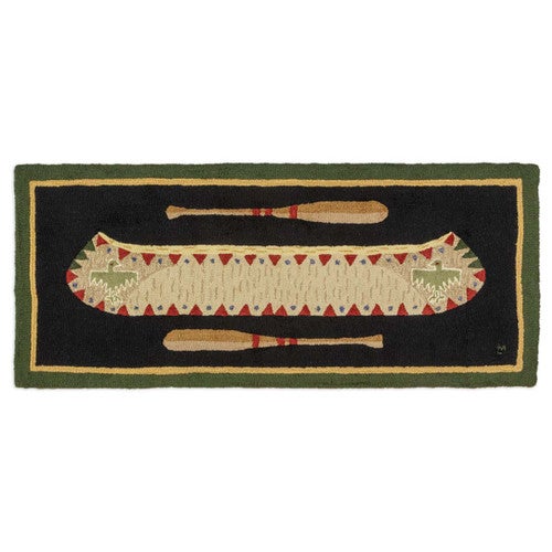 Green Longboat Hooked Wool Rug - 3 x 6