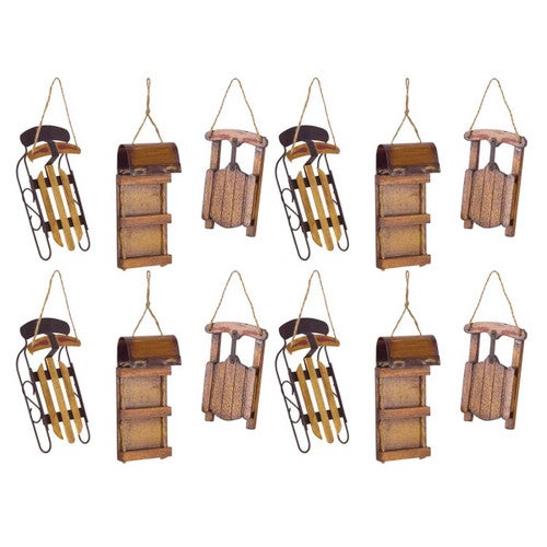 Winter Sled Ornaments - Set of 12 - OUT OF STOCK UNTIL 06/04/2026