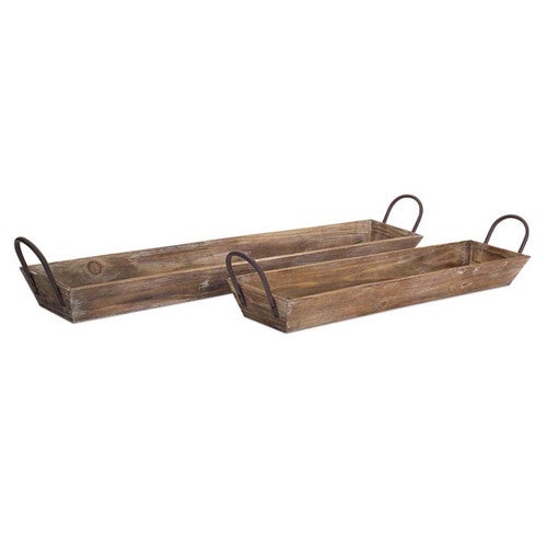 Rustic Tray with Handles - Set of 2