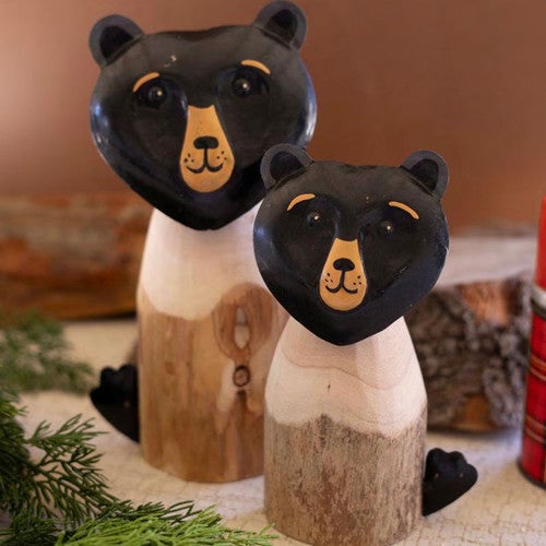 Carved Black Bear Statuaries - Set of 2 - OUT OF STOCK UNTIL 03/24/2026