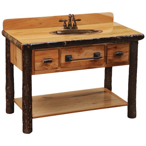 Hickory Log Two Drawer Open Vanity