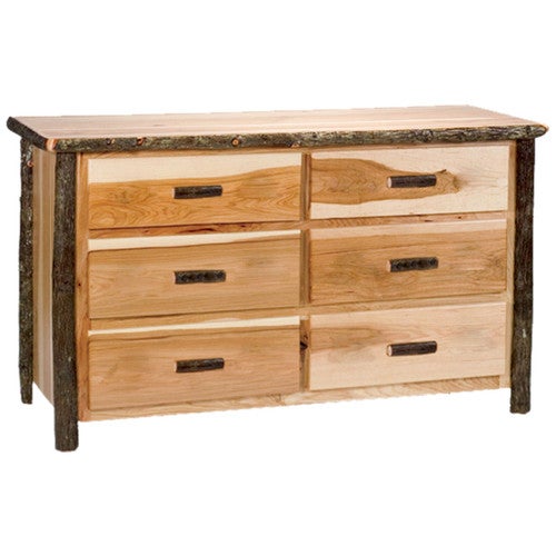 Hickory Log Six Drawer Dresser