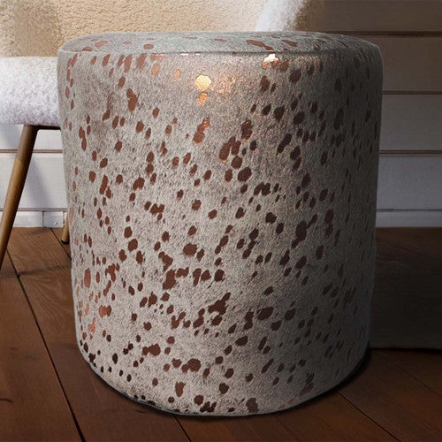 Blush Splashed Cowhide Round Pouf - OVERSTOCK