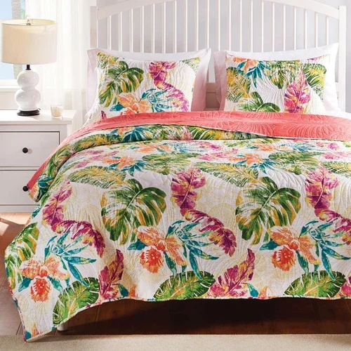 Tropical Flora Quilt Bed Set - King - OVERSTOCK