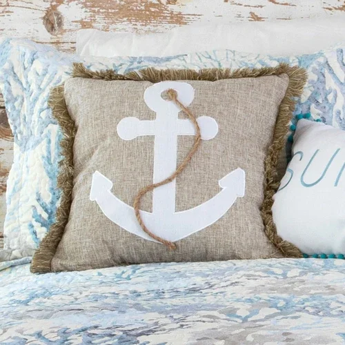 Seascape Coral Anchor Pillow - OVERSTOCK