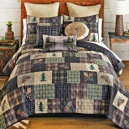 Pinecone Plaid Quilt Bedding Collection