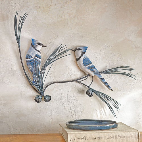 Blue Jays Perch Metal Wall Hanging