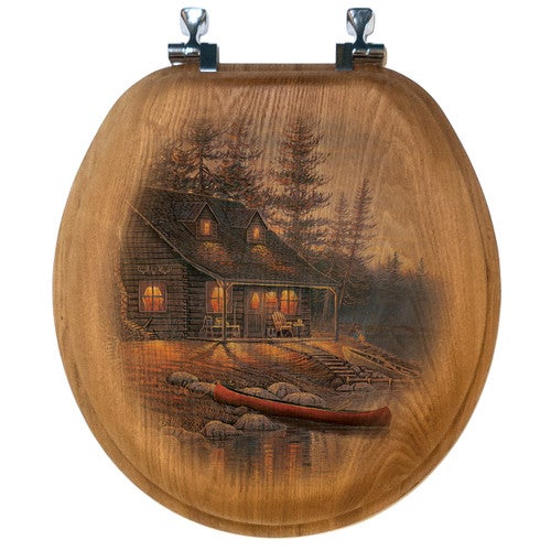 Lakeside Cabin Wood Toilet Seat - Round