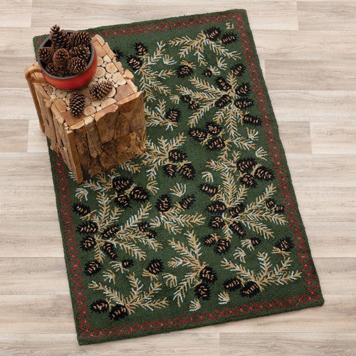 Diamond Pine Hooked Wool Rug - 3 x 6
