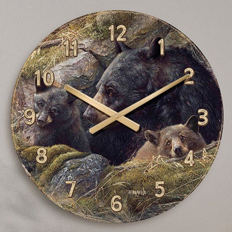 Black Bear Family Wall Clock