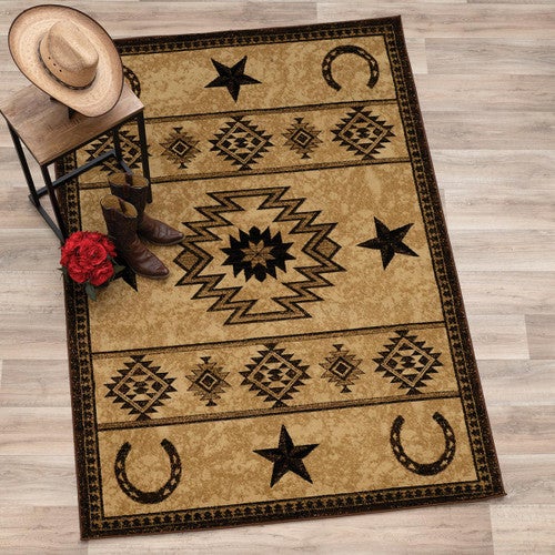 Cowboy Star & Horseshoe Rug - 3 x 4