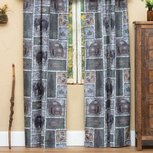 Bear Cabin Scenes Drapes - SALE