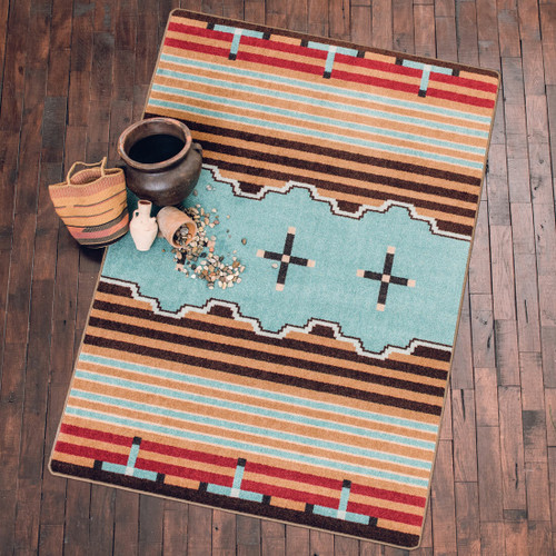 Big Chief Turquoise Rug - 5 x 8