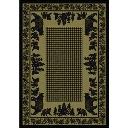 Big Sky Bear Family Green Rug - 4 x 5