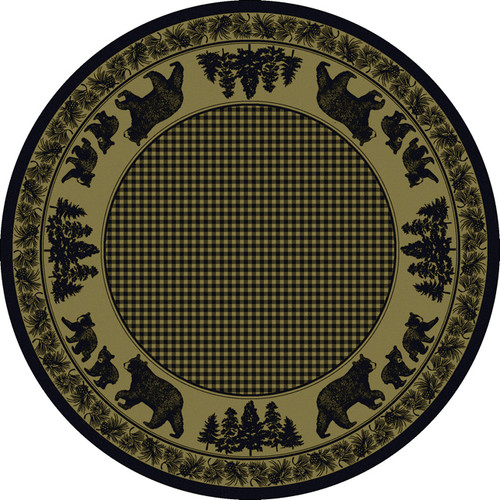 Big Sky Bear Family Green Rug - 8 Ft. Round