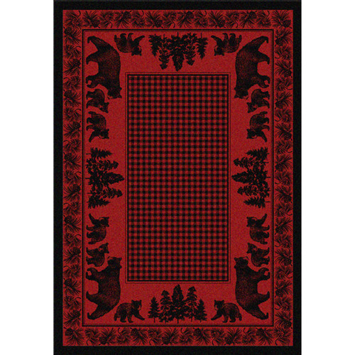 Big Sky Bear Family Red Rug - 11 x 13
