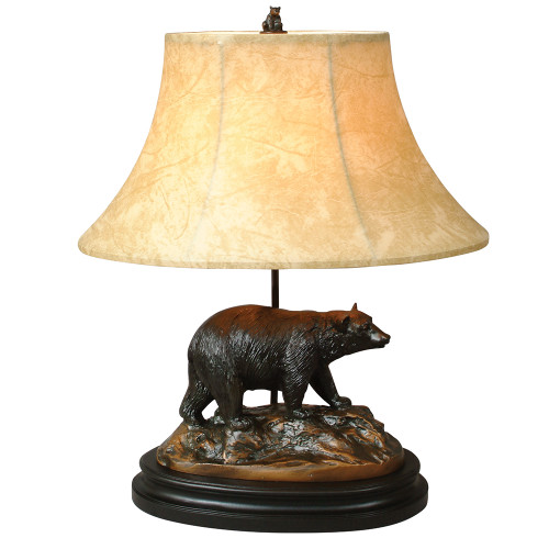 Black Bear and Rocks Sculpture Lamp