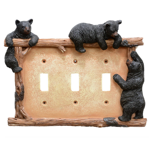 Black Bear & Twig Triple Switch Plate