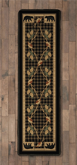 Black Bear Cabin Rug - 2 x 8
