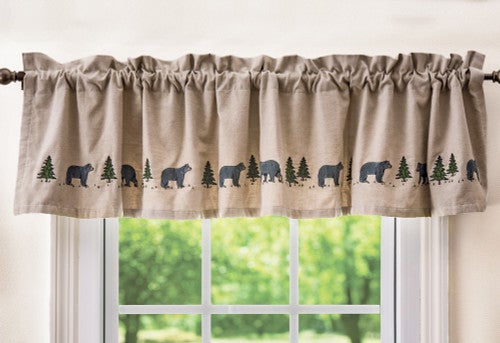 Black Bear Embroidered Valance