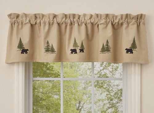 Black Bear Forest Lined Embroidered Valance - OUT OF STOCK UNTIL 07/04/2025