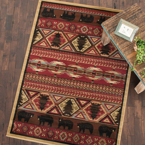 Black Bear Forest Rug - 8 x 10