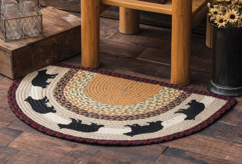 Black Bear Half-Round Braided Rug