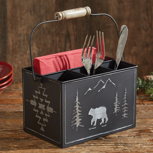 Black Bear Metal Utensil Caddy