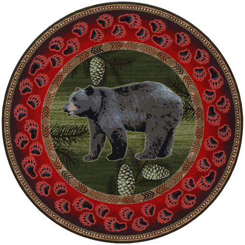 Black Bear Tracks Rug - 8 Ft. Round