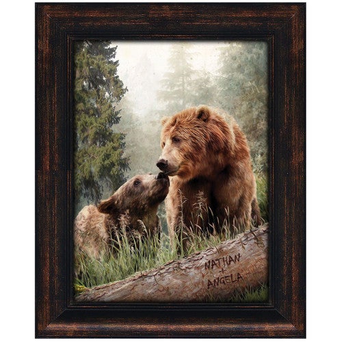 Kissing Bears Personalized Framed Canvas