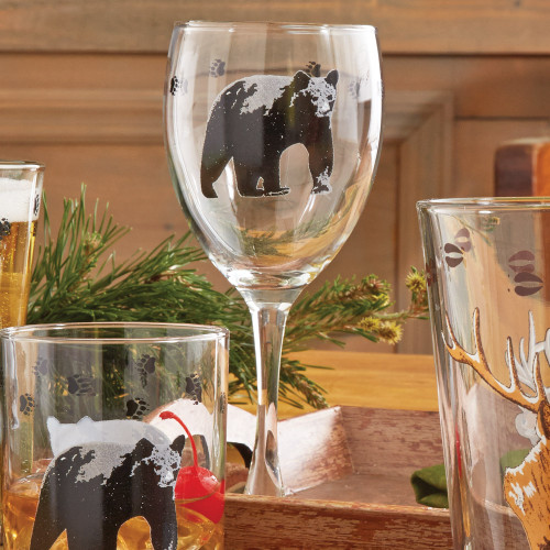 Black Bear Wine Glasses - Set of 4