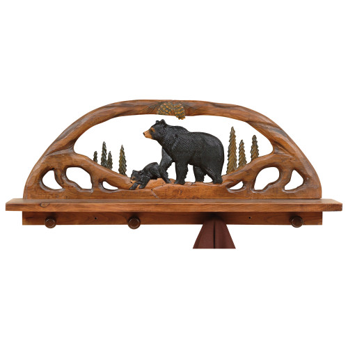 Black Bear Wood Shelf / Coat Rack