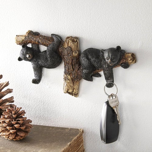 Black Bears on Branch Wall Hooks