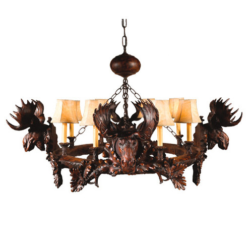 Black Forest 4 Moose Head Chandelier