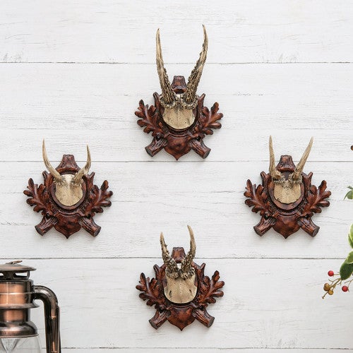 Black Forest Deer Horn Plaques - Set of 4