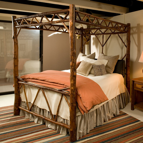 Black Forest Hickory Blue Mountain Canopy Bed - King