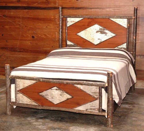 Black Forest Hickory Diamond Birch Bark Bed - King