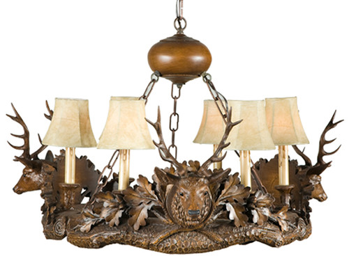 Black Forest Three Small Stag Heads Chandelier