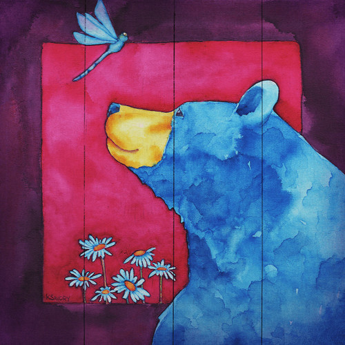 Blue Bear Wood Sign