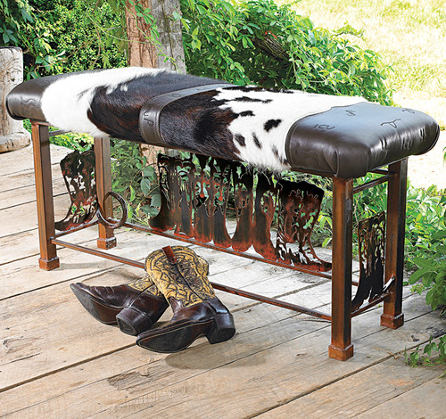 Boot Bench with Cowhide