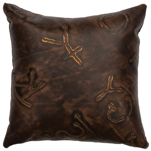 Brands Embossed Leather Square Pillow