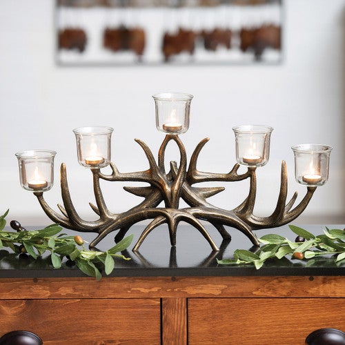 Bronze Finish Antler Votive Candelabra