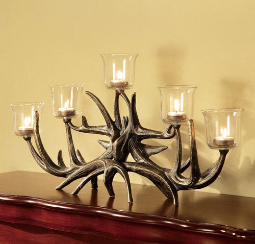 Bronze Finish Antler Votive Candelabra